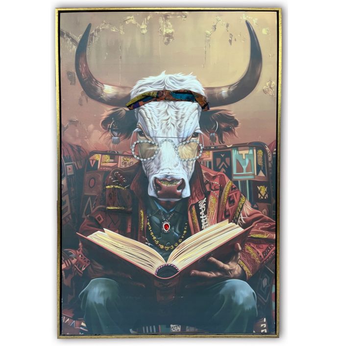 Schilderij bull book 60x90cm