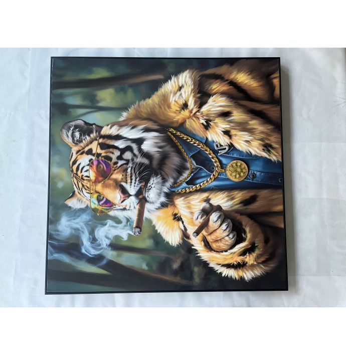 Schilderij tijger sigaar 100x100cm