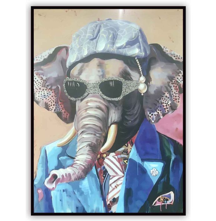 Schilderij cool elephant 60x80cm