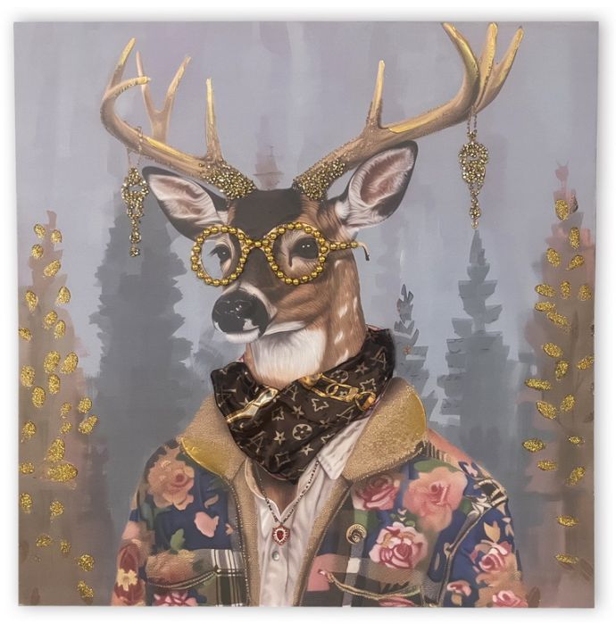 Schilderij cool reindeer 60x60cm