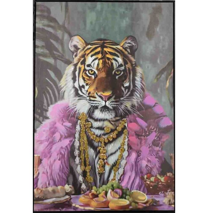 Schilderij tijger verenjas 80x120cm