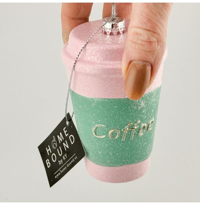 Kerstbal Hanger Coffee to go - Pastel