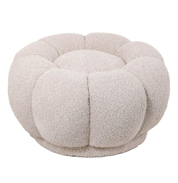 Hocker Poppy in stof bouclé zand