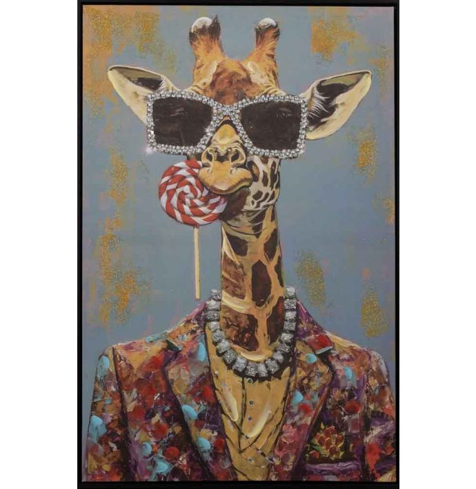 Schilderij giraffe lolly 60x90cm