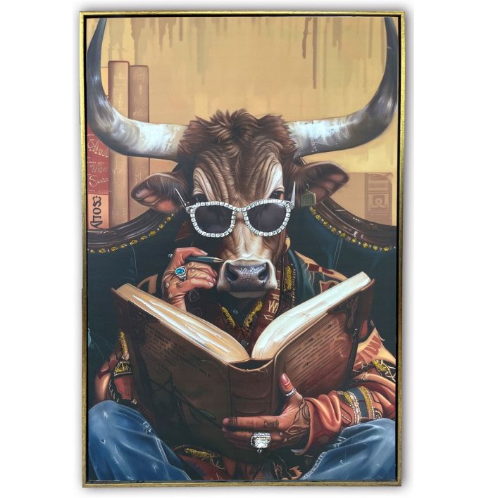 Schilderij bull book 60x90cm