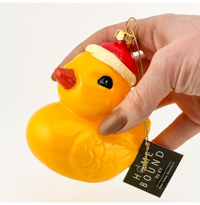 Kerstbal Hanger Badeend met muts