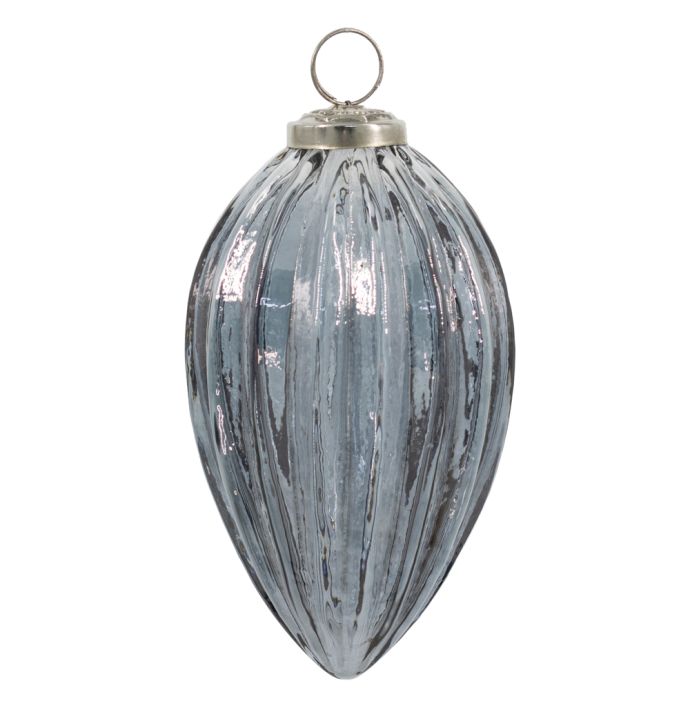 Kerstbal ovaal 12,5cm grijs