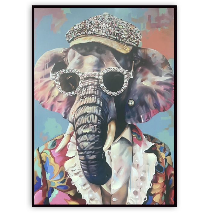 Schilderij cool elephant 60x80cm