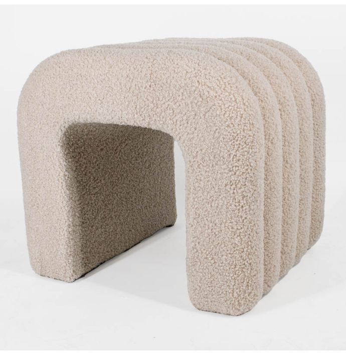 Hocker Lio in stof Teddy zand
