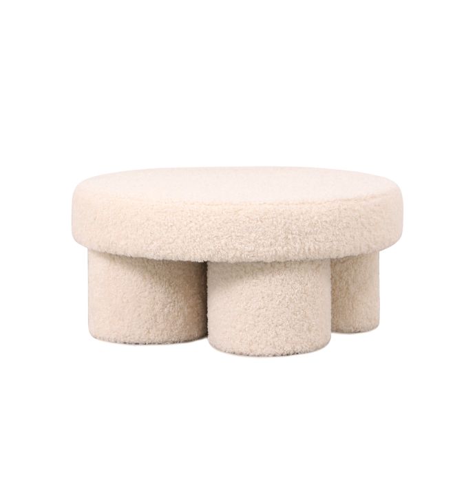 Poef Babette in stof plush wit