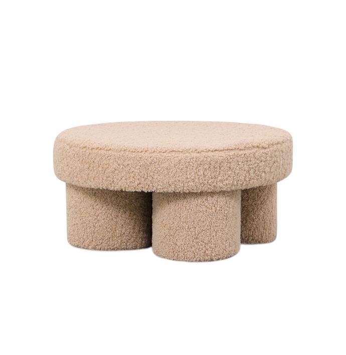Poef Babette in stof plush beige