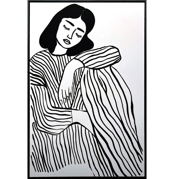 Schilderij vrouw lijntekening 80x120cm