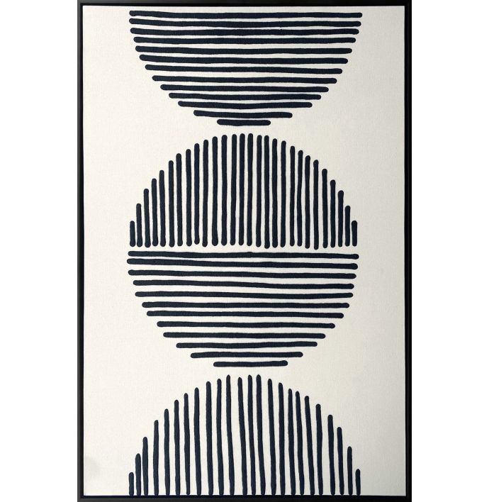 Schilderij cirkels zwart/wit 80x120cm