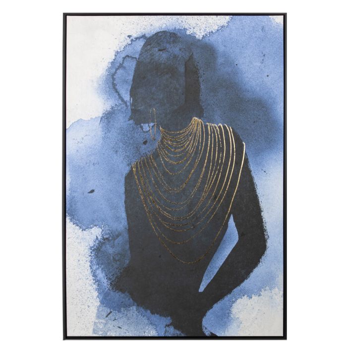 Schilderij vrouw blauw 80x120cm