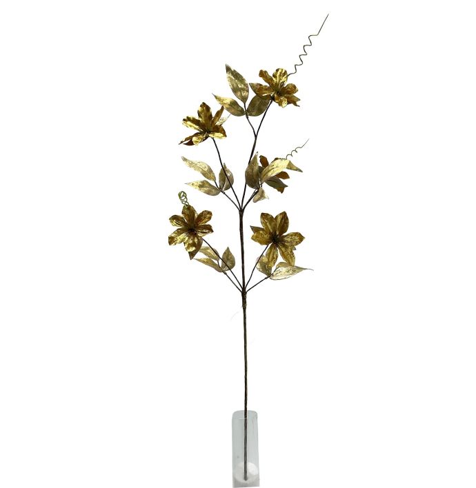 Kunsttak clematis glitter 76cm goud