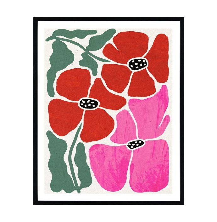 Poster in frame retro flowers 40x50cm