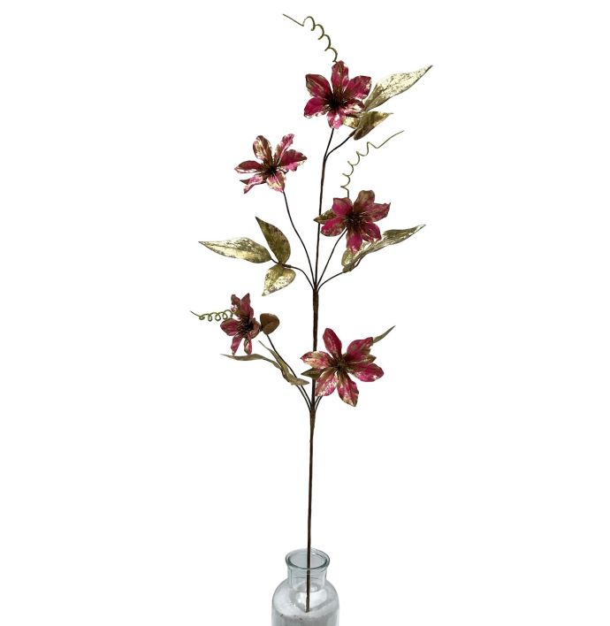 Kunsttak clematis glitter 76cm rood