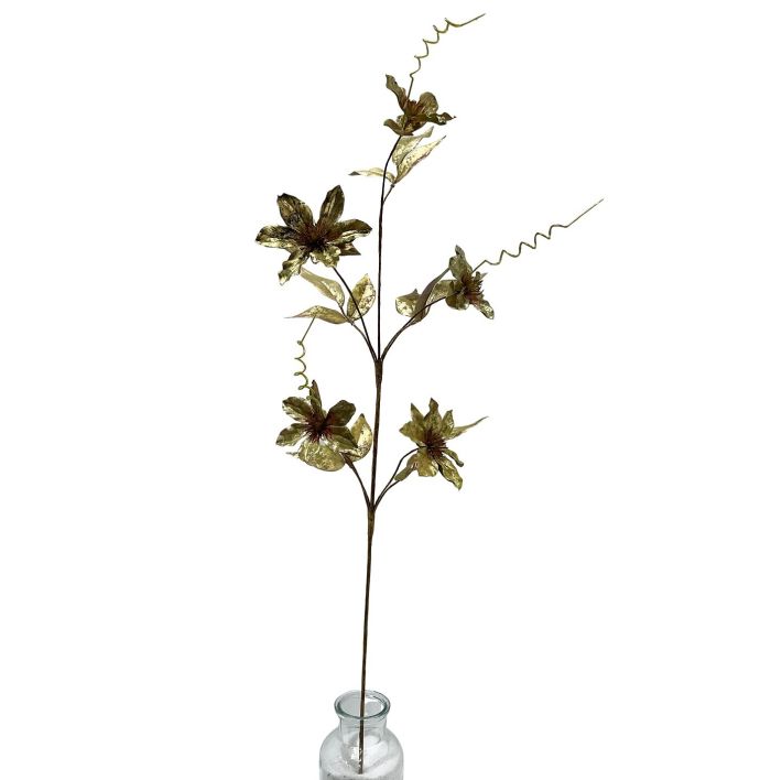 Kunsttak clematis glitter 76cm groen