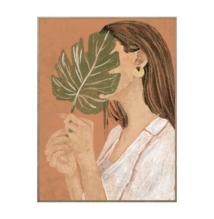 Poster in frame vrouw met blad 45x60cm