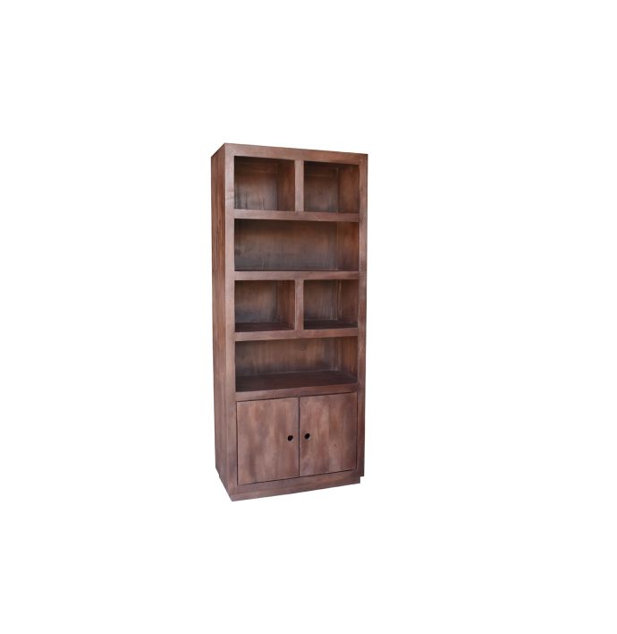 Boekenkast Ubud 85cm 2-deurs, open vakken walnut