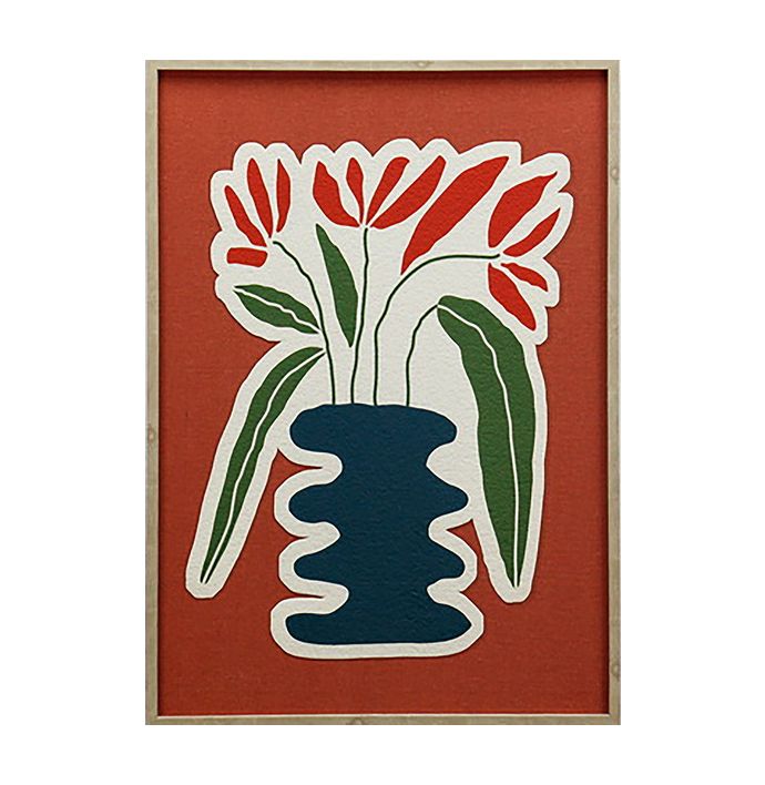 Schilderij vaas met bloemen relief 50x70cm