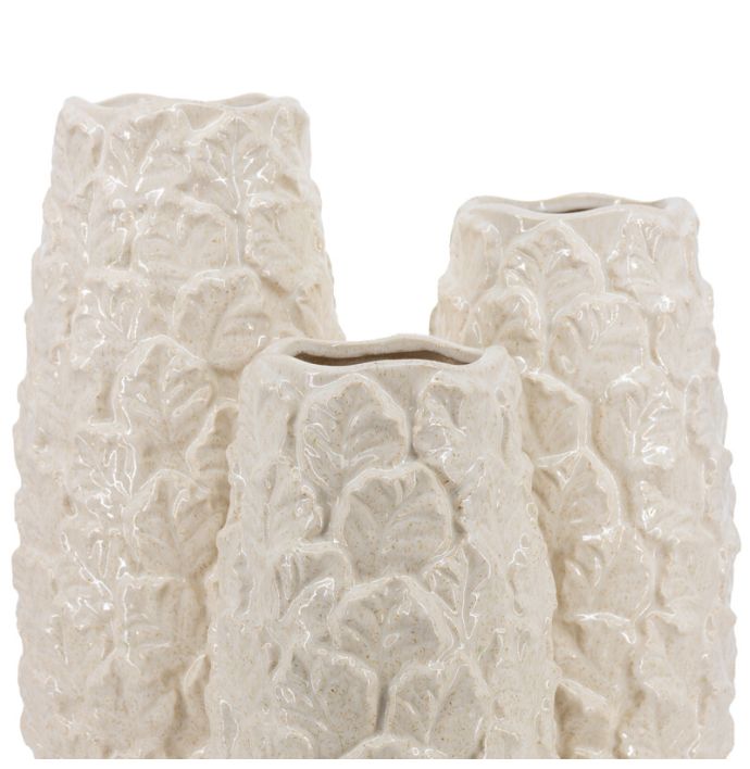 Aardewerk vaas Flek beige M