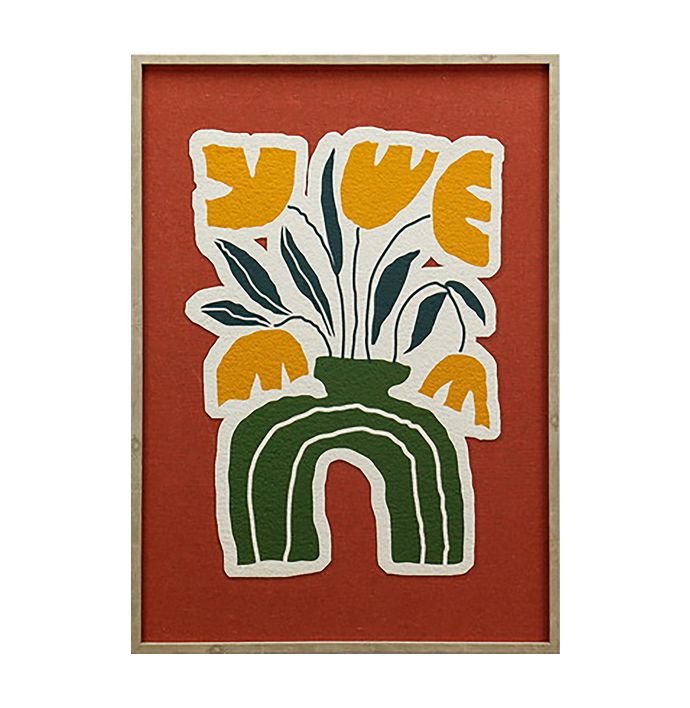 Schilderij vaas met bloemen relief 50x70cm