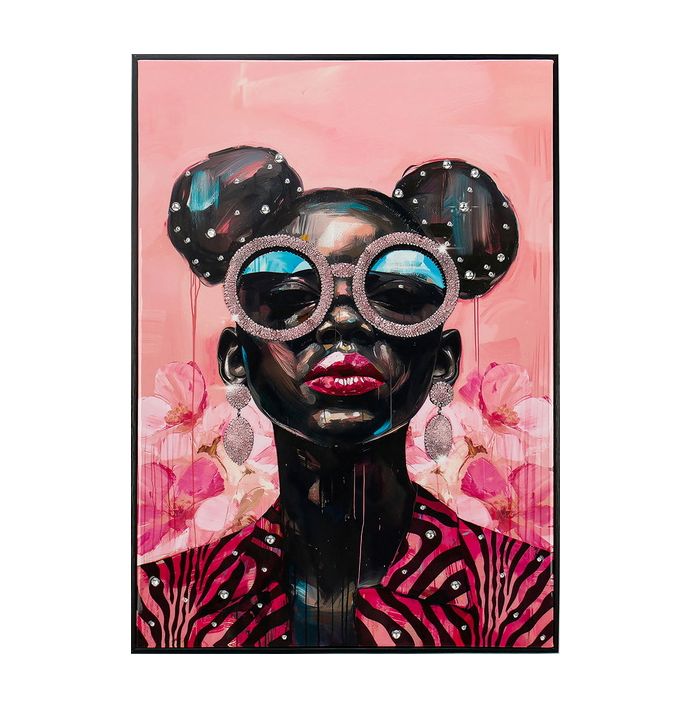 Schilderij bold lady pink 50x70cm