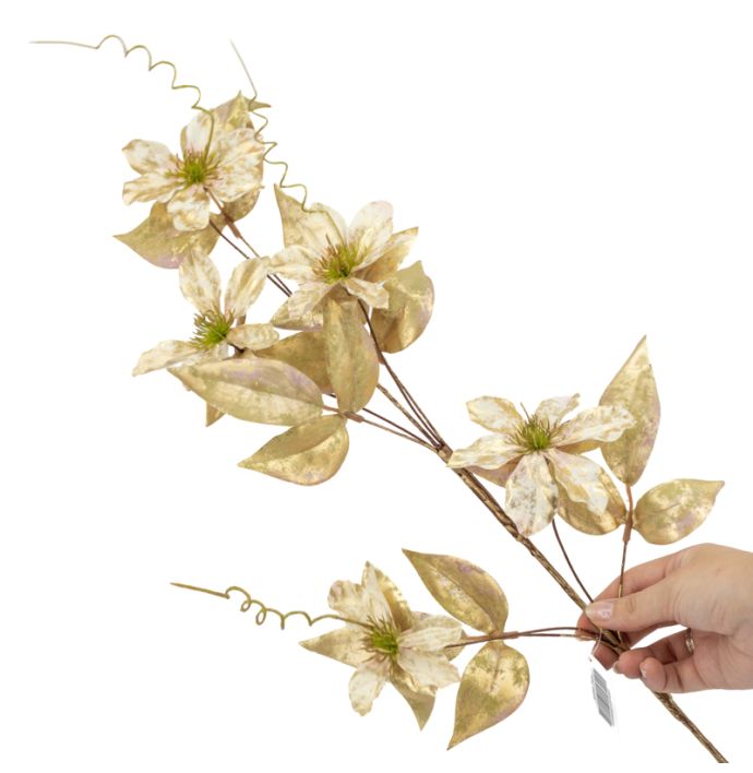 Kunsttak clematis glitter 76cm groen
