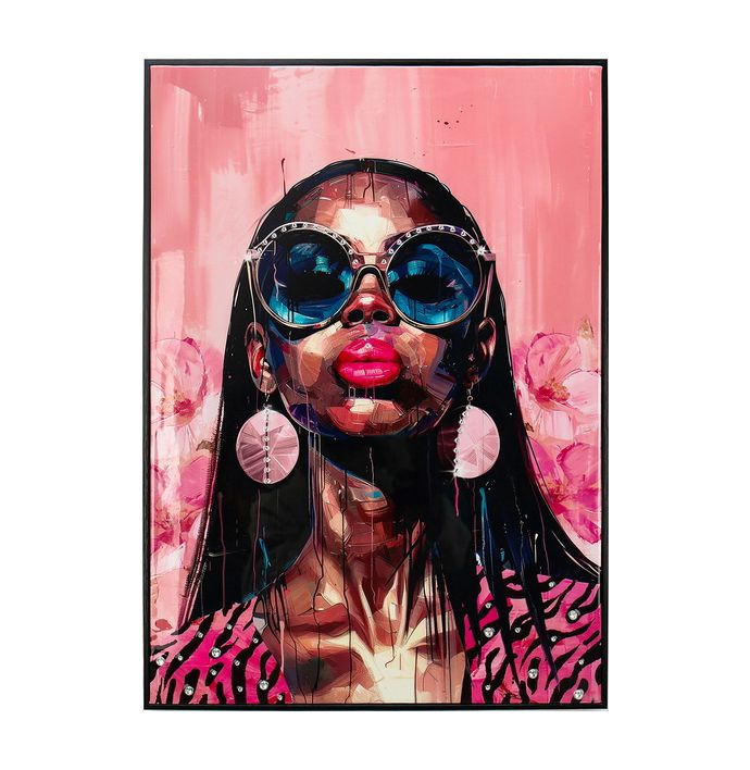 Schilderij bold lady pink 50x70cm
