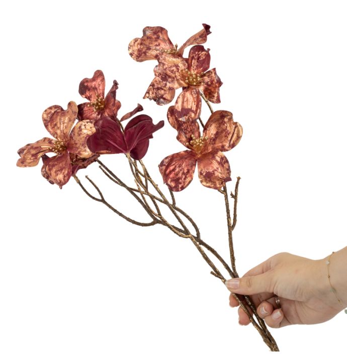 Kunsttak kornoelje glitter 74cm rood