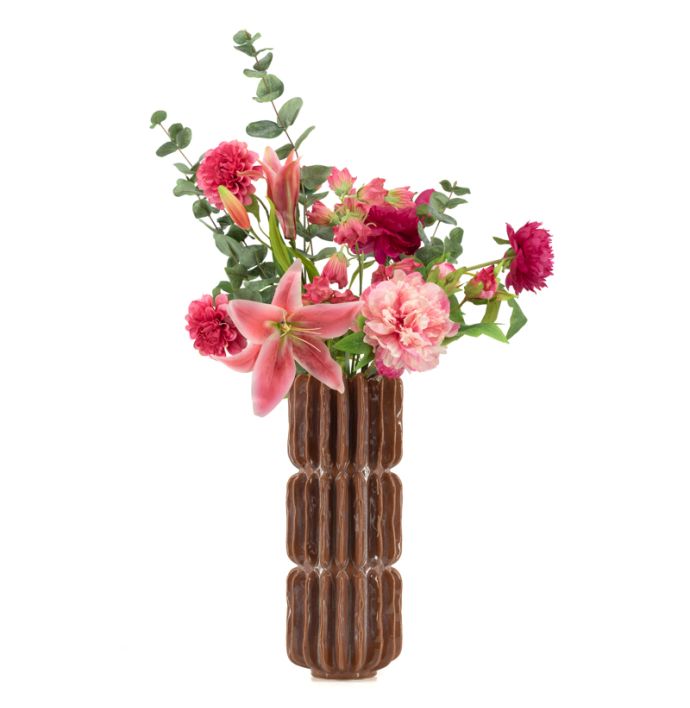Aardewerk vaas Pillar bruin wb