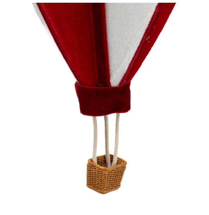Kersthanger Luchtballon - Rood/wit - 24cm