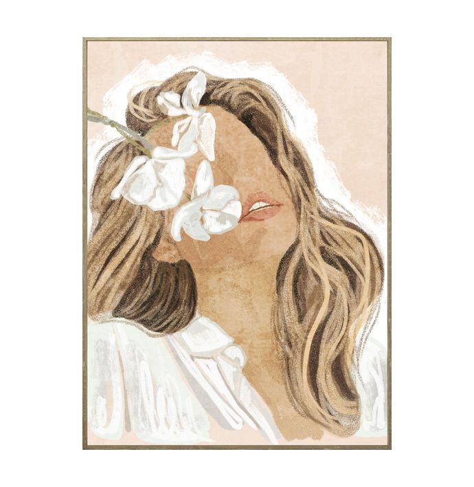 Poster in frame vrouw met bloem 45x60cm