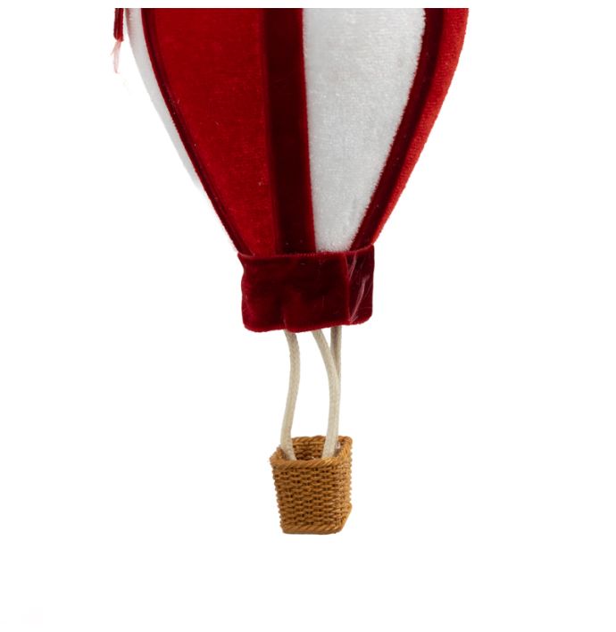 Kersthanger Luchtballon - Rood/wit - 17cm