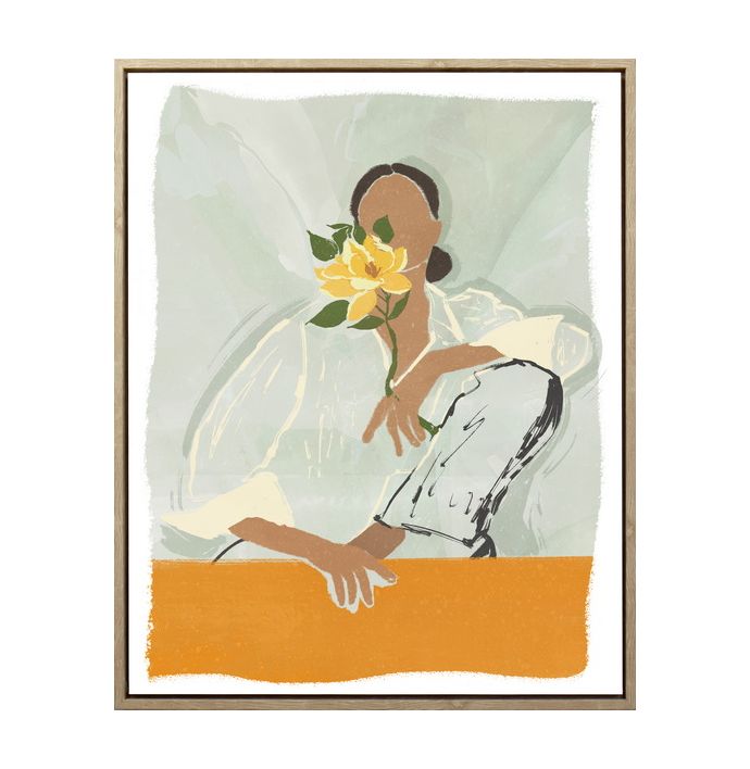 Schilderij vrouw bloem 40x50cm