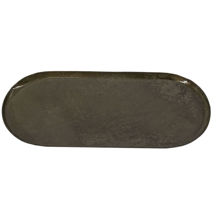 Metalen dienblad ovaal olive