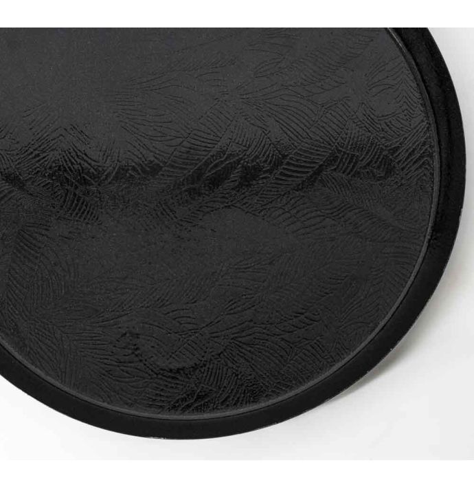 Metalen dienblad rond leaves zwart