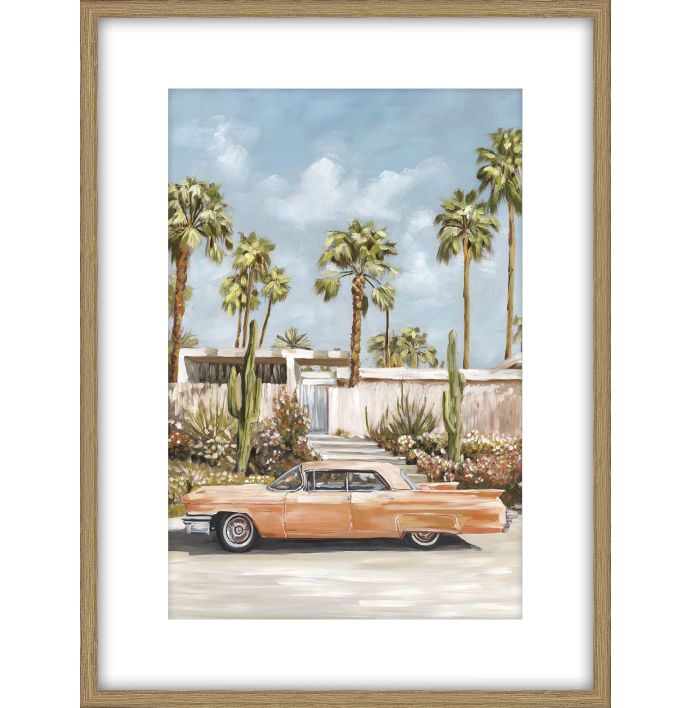 Schilderij met frame Palm Springs auto