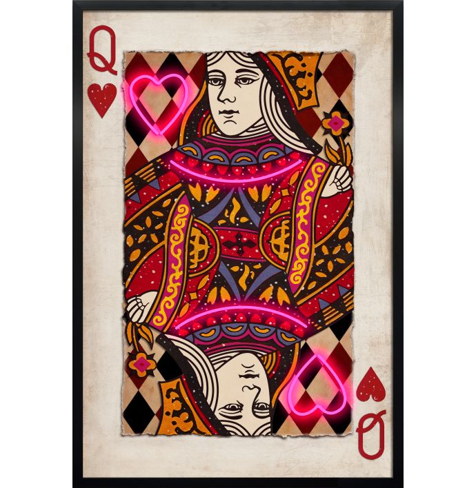 Schilderij met LED Queen of hearts