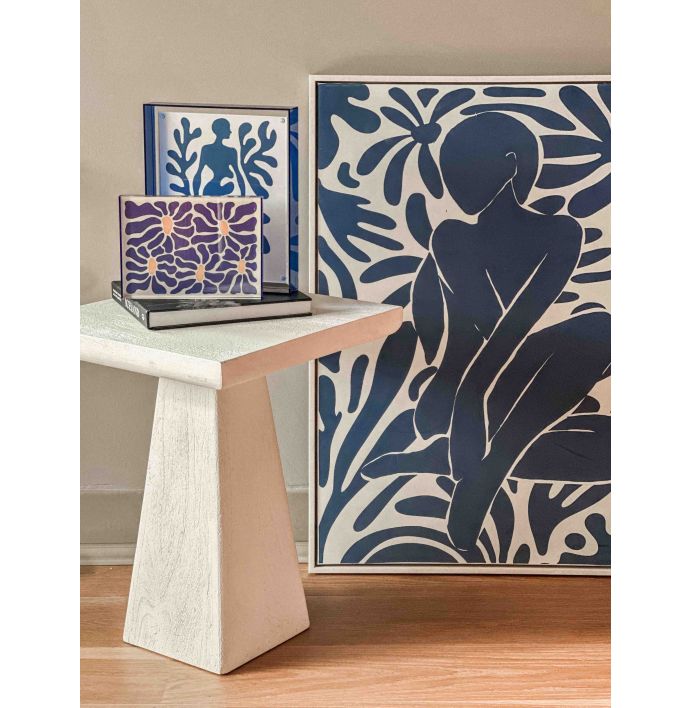 Schilderij met reliëf organisch blauw