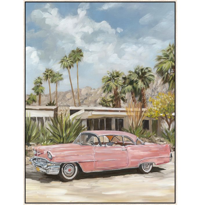 Schilderij met frame Palm Springs auto
