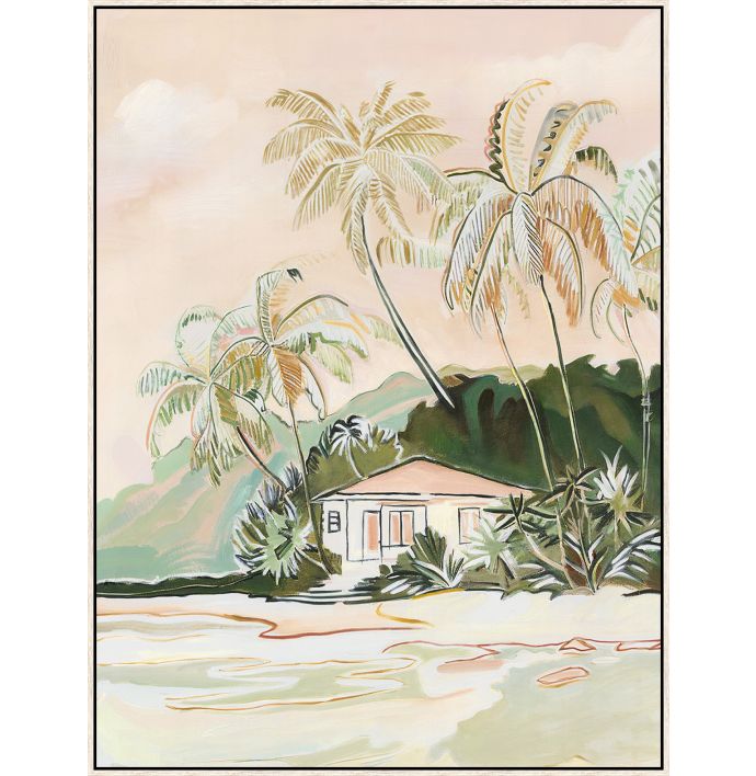 Schilderij  met frame tropical cabana