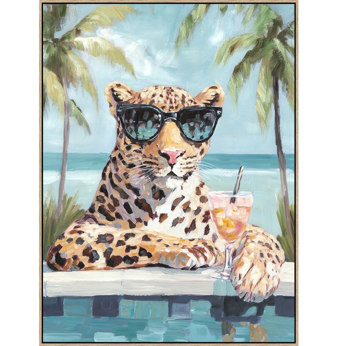 Schilderij met frame tijger zonnebril