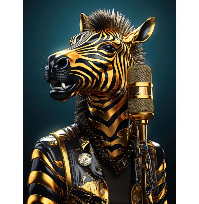 Schilderij tempered glass met diamanten zebra