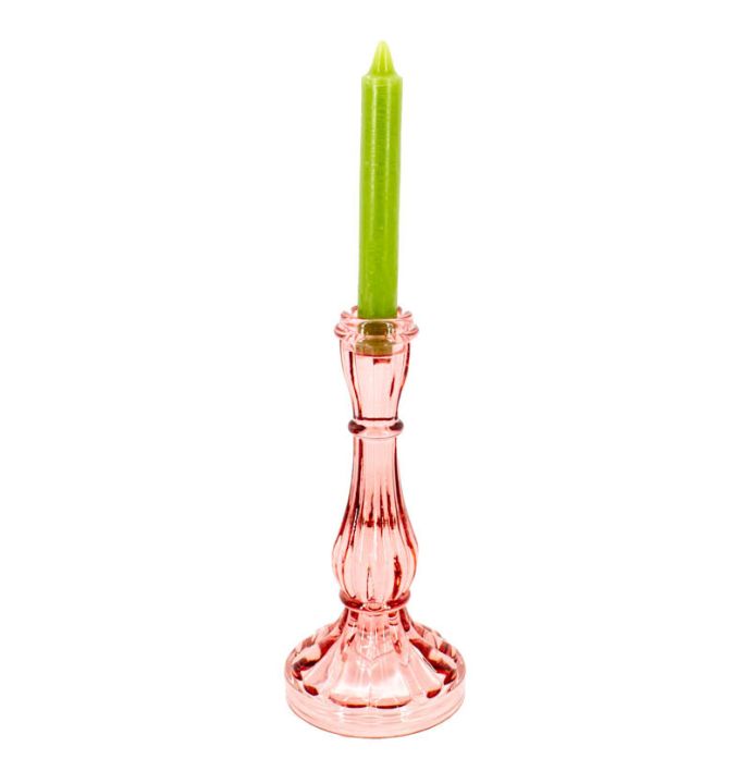 Kaarsenstandaard glas roze