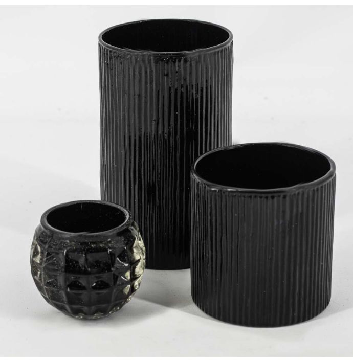 Glazen waxinehouder blauw