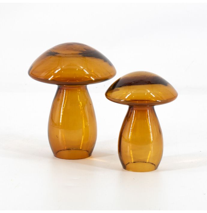 Glazen paddenstoel amber