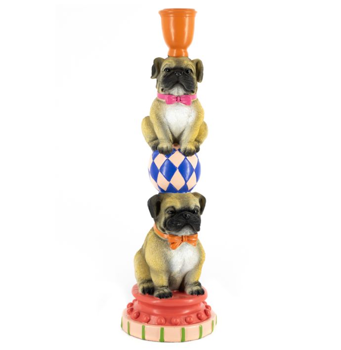 Kaarsenstandaard Puggy circus pugs wb