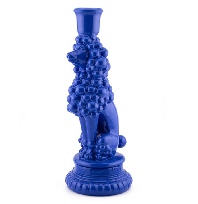 Kaarsenstandaard Fifi poedel blauw wb